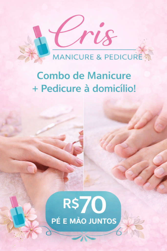 ✨ Combo Manicure + Pedicure à Domicílio