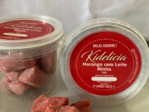 Balas Gourmet Kidelicia – Morango com Leite Ninho