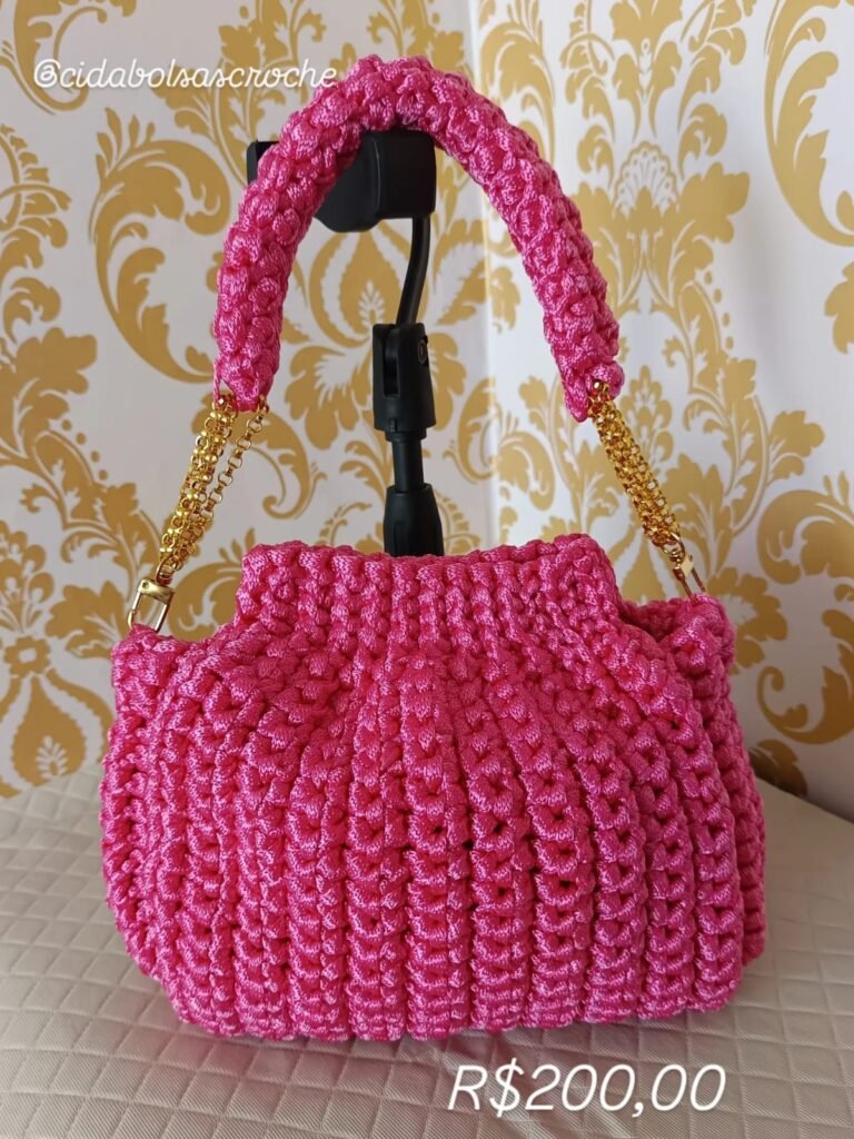 ✨ Bolsa em Crochê Rosa ✨