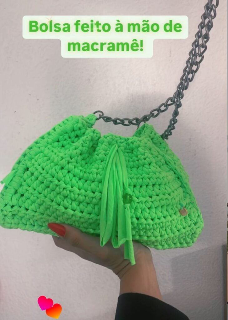 Bolsa Green Moderna em Crochê