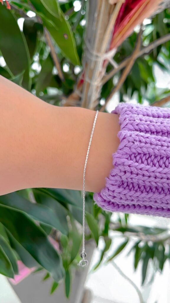 Pulseira Trançada 18cm Elo Cadeado Fio 0,7