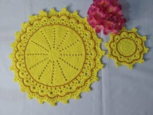 Sousplat Amarelo com Dourado