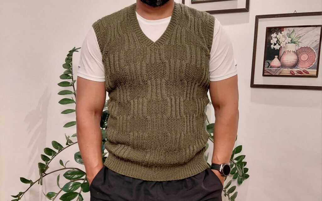 Colete Masculino em Crochê Artesanal