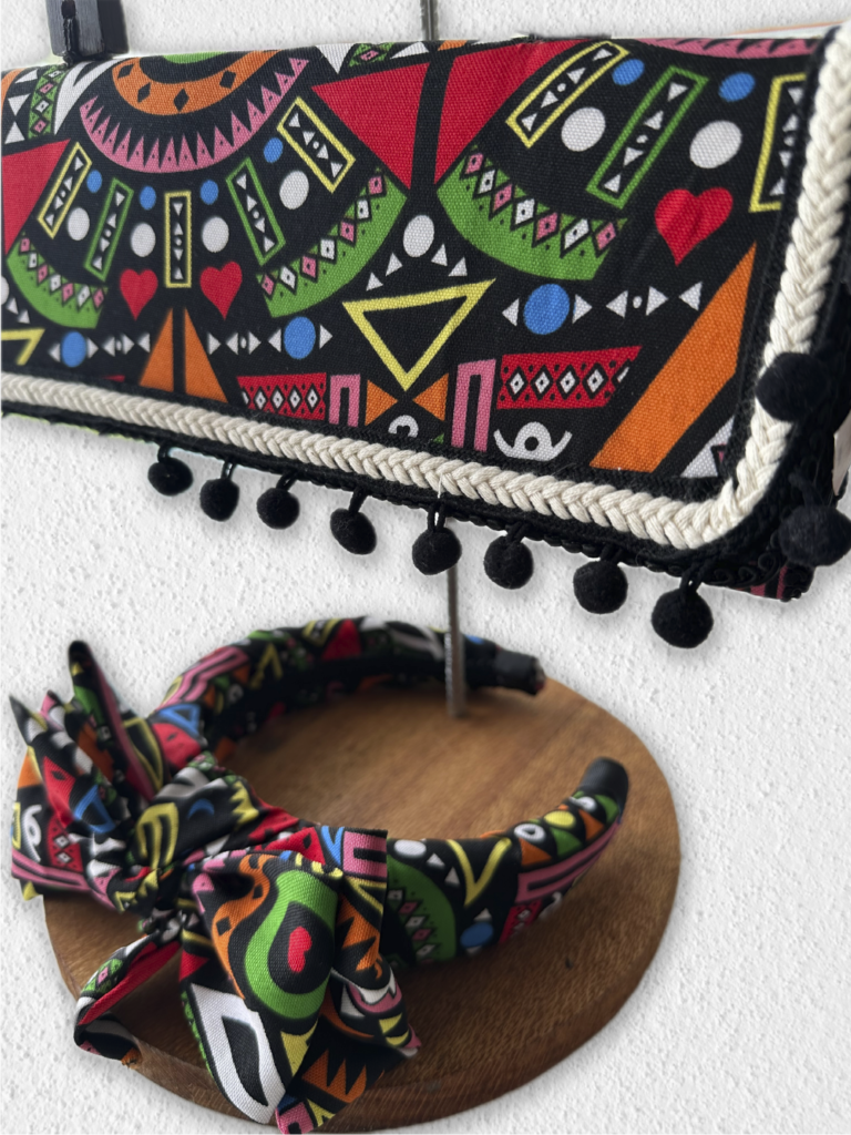 Bolsa Artesanal com Tiara Estampada