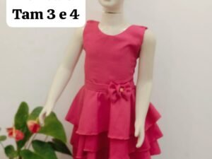 Vestido Infantil Rosa Camadas