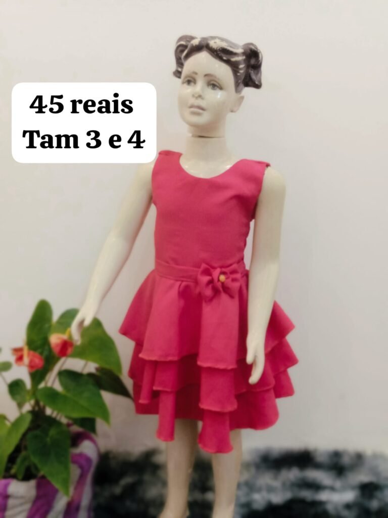 Vestido Infantil Rosa Camadas