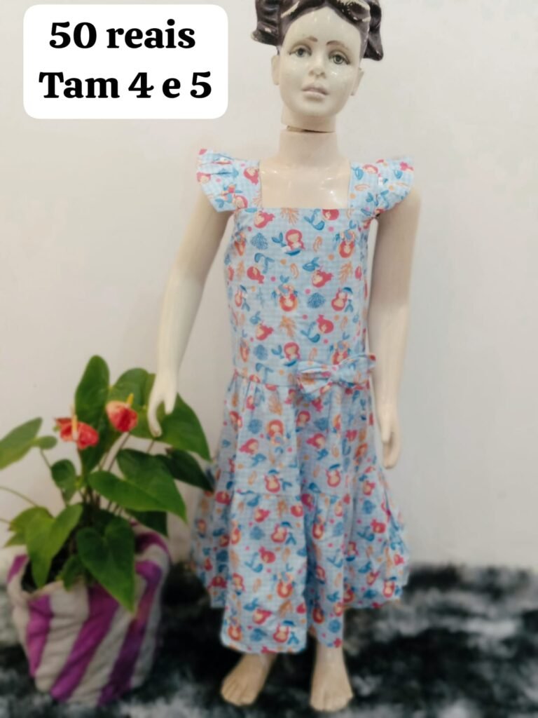Vestido Infantil Estampado Azul