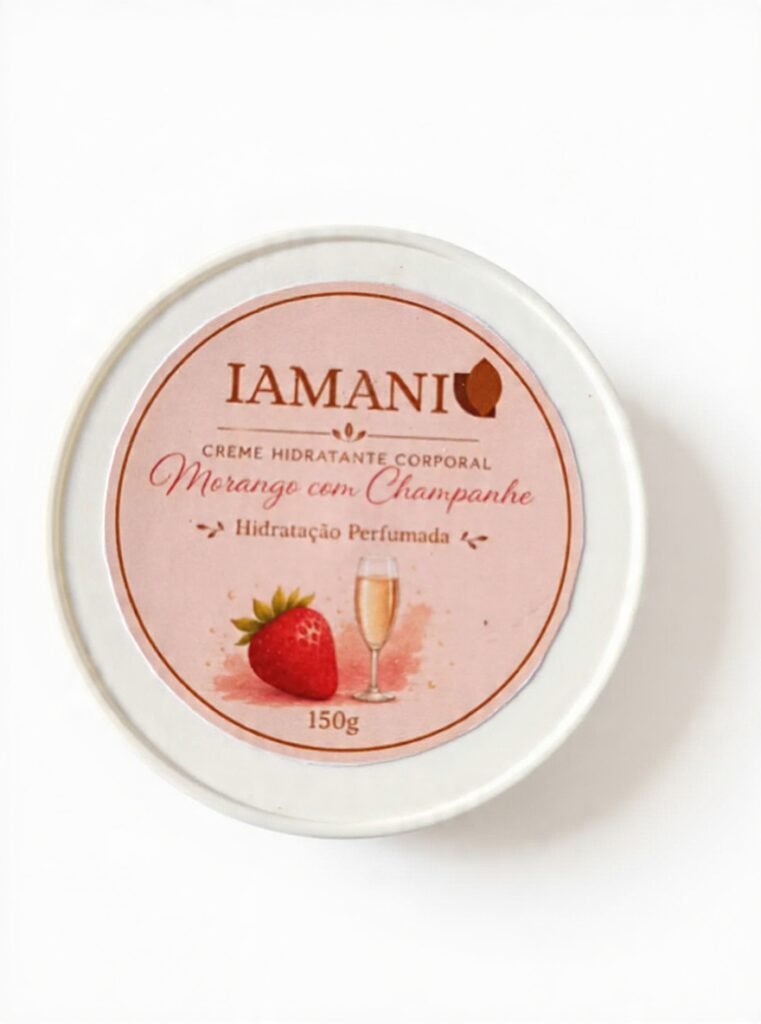 Creme hidratante corporal morango com champanhe. 180g.